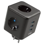 Periboia Termal Akım Korumalı Priz Çoklayıcı - 3 USB - 3 Priz Girişli Küp Priz - 2