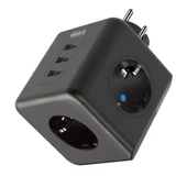 Periboia Termal Akım Korumalı Priz Çoklayıcı - 3 USB - 3 Priz Girişli Küp Priz - 3
