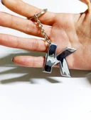 Periboia K Harfi Plastik Krom Kaplama Anahtarlık- Harf Çanta Süsü - 1