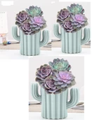 Periboia 3 Lü Kaktüs Figürlü Masaüstü Mini Sukulent Saksı - Kalemlik Plastik - 1