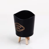 Periboia Ahşap Ayaklı  Mini Saksı - Çok Amaçlı Sunum  Sepeti  (2 Adet ) - 2