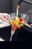 Periboia Tezgah Yanı Akrilik Mutfak Lavabo Süzgeci Çok Fonksiyonlu Sebze Meyve Yıkama Mutfak Süzgeci thumbnail 2