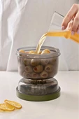 Periboia Çift Taraflı Süzgeçli  Kapaklı Zeytinlik - Suyu Süzen Zeytin Turşu Saklama Kabı thumbnail 5