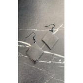 Füme Renk Simli Sedefli Siyah Aksesuar Karo Dörtgen Şekil 4 Cm Epoksi Küpe Hediyelik thumbnail 7