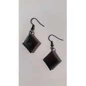 Füme Renk Simli Sedefli Siyah Aksesuar Karo Dörtgen Şekil 3 Cm Epoksi Küpe Hediyelik thumbnail 7