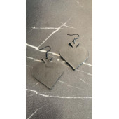 Parlak Siyah Renkli Siyah Aksesuarlı Maça Model 5 Cm Epoksi Küpe El Yapımı Hediyelik thumbnail 2