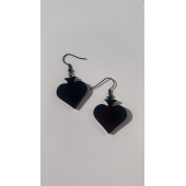 Parlak Siyah Renkli Siyah Aksesuarlı Maça Model 3 Cm Epoksi Küpe El Yapımı Hediyelik thumbnail 3