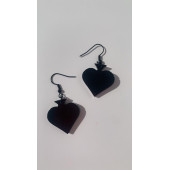 Parlak Siyah Renkli Siyah Aksesuarlı Maça Model 3 Cm Epoksi Küpe El Yapımı Hediyelik thumbnail 4