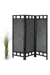 WOODENSA Ahşap Paravan Seperatör Oda Bölücü Ayırıcı 3 Kanat Siyah thumbnail 1