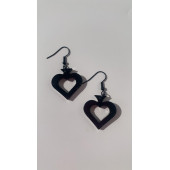 Parlak Siyah Renkli Siyah Aksesuarlı Maça İçi Boş Model 3 Cm Epoksi Küpe El Yapımı Hediyelik thumbnail 3