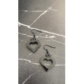 Parlak Siyah Renkli Siyah Aksesuarlı Maça İçi Boş Model 3 Cm Epoksi Küpe El Yapımı Hediyelik thumbnail 5