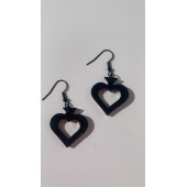 Parlak Siyah Renkli Siyah Aksesuarlı Maça İçi Boş Model 3 Cm Epoksi Küpe El Yapımı Hediyelik thumbnail 8