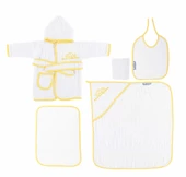 Sema Baby 5 Parça Bebek Bornoz Seti - Sarı - 1