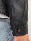 JACK JONES Erkek Siyah Renk Bıker Deri Ceket 12261196 - 6