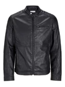 JACK JONES Erkek Siyah Renk Bıker Deri Ceket 12261196 - 1