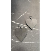 Parlak Siyah Renkli Siyah Aksesuarlı Kalp Kupa Model 5 Cm Epoksi Küpe El Yapımı Hediyelik thumbnail 5