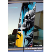 oto yan kapı kaplama folyosu - yan kapı direk kaplama folyosu - 2 adet sol sağ sticker set - 1