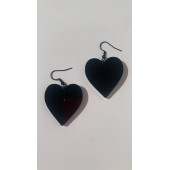 Parlak Siyah Renkli Siyah Aksesuarlı Kalp Kupa Model 4 Cm Epoksi Küpe El Yapımı Hediyelik thumbnail 2