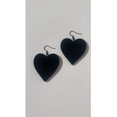 Parlak Siyah Renkli Siyah Aksesuarlı Kalp Kupa Model 4 Cm Epoksi Küpe El Yapımı Hediyelik thumbnail 6