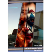 joker ateşli yanan surat - yan kapı direk kaplama folyosu - 2 adet sol sağ sticker set - 1