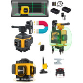 Wacker Pro Germany Distomat Yeşil Işık Çizgi Hizalama 16 Köşe Artı Lazer Terazi 45 Mt Menzil 360 Derece Kumandalı Mıknatıslı Çantalı - 1