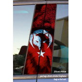bozkurt ayyıldız nayrak ulu kurt - yan kapı direk kaplama folyosu - 2 adet sol sağ sticker set - 1