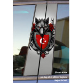 bozkurt kurt - yan kapı direk kaplama folyosu - 2 adet sol sağ sticker set - 1