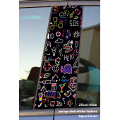 desenli şekilli çizgiler - yan kapı direk kaplama folyosu - 2 adet sol sağ sticker set - 1