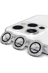 Iphone 13 Pro 13 Promax Uyumlu Koyu Gri Swarovski Taşlı Kamera Lensi Koruma - 1