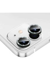 Iphone 11 / Iphone 12 Mini/iphone 12 Uyumlu Siyah Swarovski Taşlı Kamera Lensi Koruma - 1