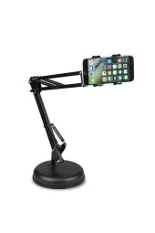 Teleskopik Masaüstü Tablet Telefon Tutucu Ayarlanır Katlanır Seviyeli Tutucu Siyah - 3