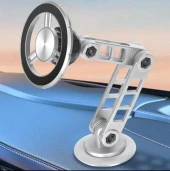 Metal Katlanabilir 360 Dönen Mıknatıslı Magnetic Yüksek Kaliteli Telefon Tutucu Gümüş - 1