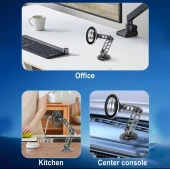 Metal Katlanabilir 360 Dönen Mıknatıslı Magnetic Yüksek Kaliteli Telefon Tutucu Gümüş - 5