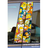 çizgi film karekter - yan kapı direk kaplama folyosu - 2 adet sol sağ sticker set - 1