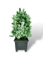 Nettenevime Yapay Çiçek Bonsai Ağacı Beyaz Kozalak Model Dekoratif Yapay Ağaç Bonzai 30*15 CM Siyah Kare Saksıda thumbnail 4