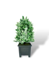 Nettenevime Yapay Çiçek Bonsai Ağacı Beyaz Kozalak Model Dekoratif Yapay Ağaç Bonzai 30*15 CM Siyah Kare Saksıda thumbnail 6