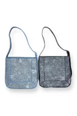 Me-vo Kadın Koyu Mavi Renkli Denim Desenli Omuz Çantası thumbnail 3