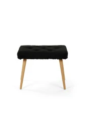 messline - Ahşap Ayaklı Dekoratif Kısa Peluş Puf Bench Makyaj Sandalyesi thumbnail 2