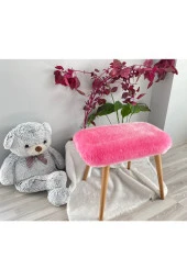 messline -ahşap Ayaklı Peluş Kumaş Dekoratif Puf Bench Makyaj Sandalyesi - 2