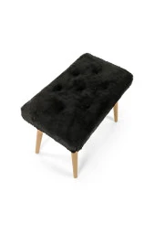 messline - Ahşap Ayaklı Dekoratif Kısa Peluş Puf Bench Makyaj Sandalyesi thumbnail 4