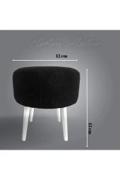 ALBATROS Gürgen Ahşap Ayaklı Dekoratif Siyah Yuvarlak Tedy Puf Bench Koltuk Sandalye thumbnail 2