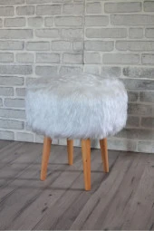 Sanal Mobilya Dolce Yuvarlak Silindir Puf Beyaz Peluş - 2
