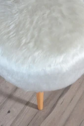 Sanal Mobilya Dolce Yuvarlak Silindir Puf Beyaz Peluş - 3