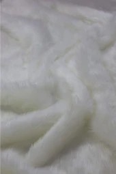 Hanedan Kumaş Beyaz Yumuşak Ve Uzun Tüylü Peluş Kürk Kumaş - 2