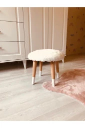 Neta Trade Neta Kıds Çocuk Odası Beyaz Peluş Çocuk Taburesi Çocuk Çalışma Masası Taburesi Sandalyesi - 3