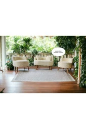 Krem Çay Seti Koltuk Takımı - Ofis Balkon Kafe Bahçe Salon Mobilyası 2+1 +1 - 2