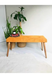 BEYLERBEYİ Ahşap Ayaklı Handmade Geniş Oturum Krem welsoft Kumaş Pofidik Puf bench ,ayak ucu uzatmalık,berjer - 2