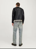 JACK JONES Erkek Siyah Renk Bıker Deri Ceket 12261195 - 4