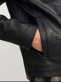 JACK JONES Erkek Siyah Renk Bıker Deri Ceket 12261195 - 6