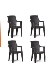 NetBazaars Plastik Sandalye 4 Adet Gold Balkon Bahçe Kamp Mobilya (acı Kahve) Xömbx98 thumbnail 1